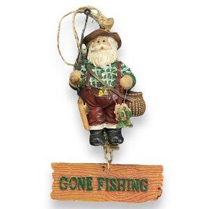 Santa Claus Fisherman Ornament With "Gone Fishing" Sign House of Lloyd